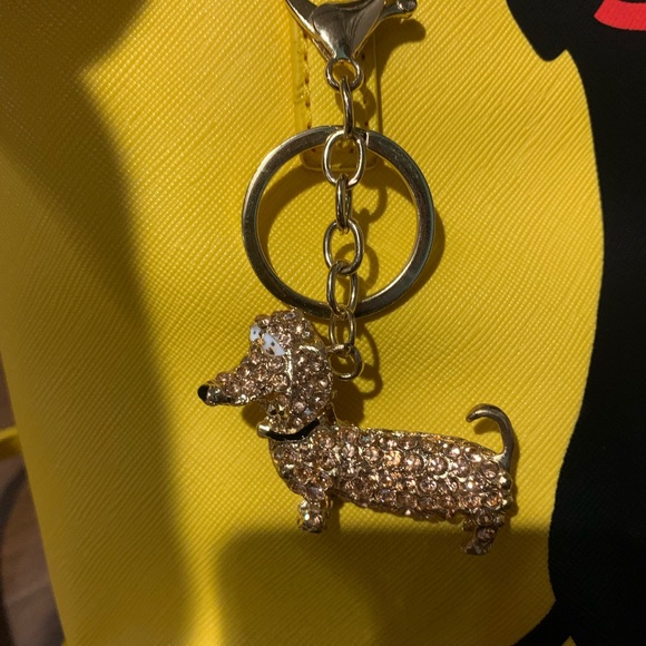 Marc Tetro Yellow Dachshund Bags Set with crystal bag charm EUC - Picture 2 of 6